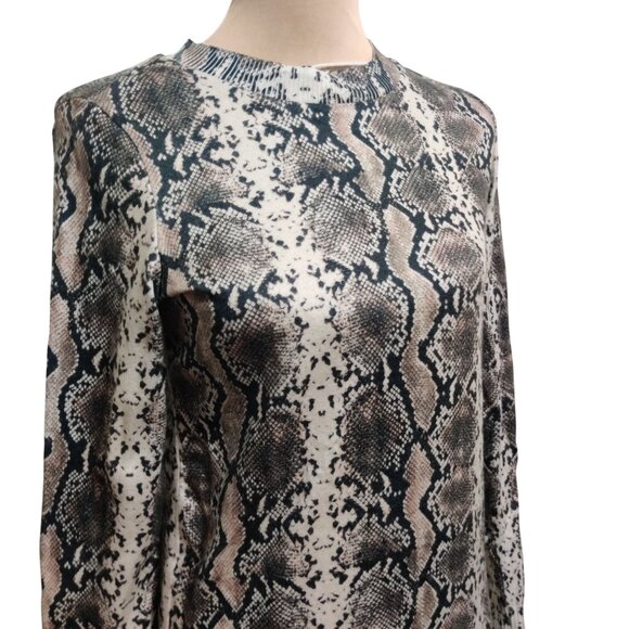 Vero Moda S Snakeskin Print Long Sleeve Bodycon Sweater Dress Medium Weight Knit - Picture 2 of 9